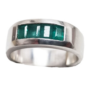 Emerald Sterling Silver Ring: size 10 3/4