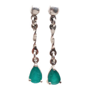 Emerald Teardrop Faceted Sterling Silver Earrings