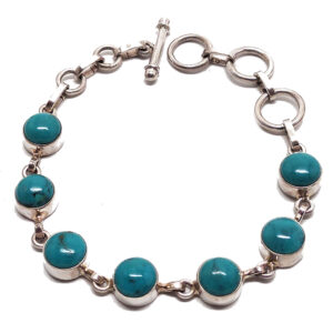 Turquoise Round Sterling Silver Bracelet