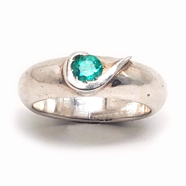 Emerald Sterling Silver Ring: size 6 1/2