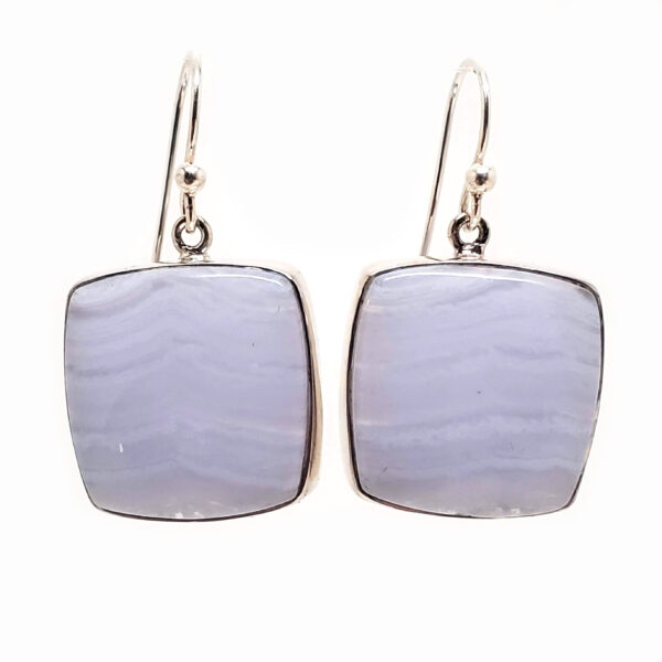 Blue Lace Agate Square Sterling Silver Earrings