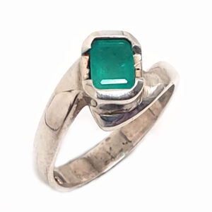Emerald “Emerald-Cut” Sterling Silver Ring: size 7 1/4