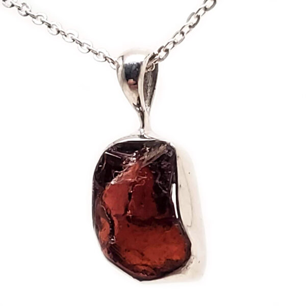 Garnet Sterling Silver Pendant with Chain