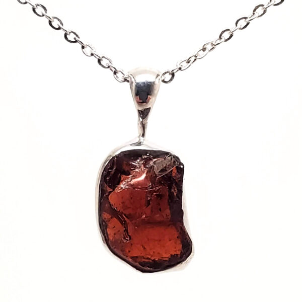 Garnet Sterling Silver Pendant with Chain