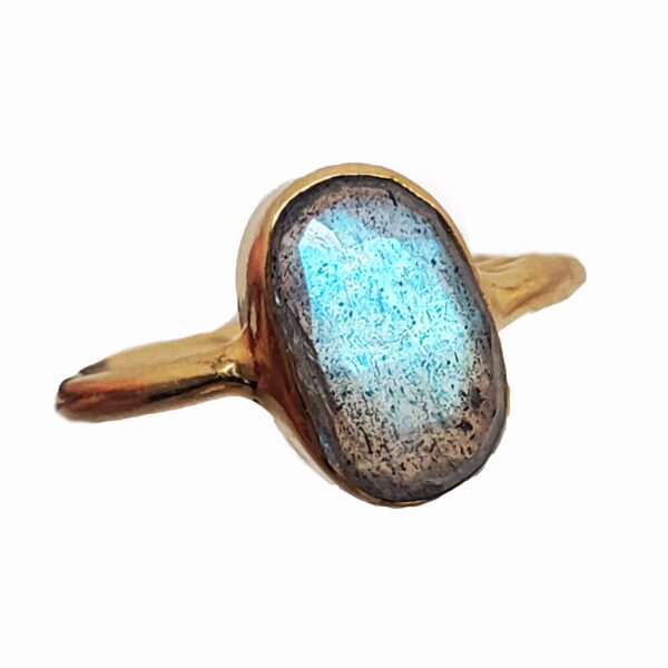 Labradorite Oval Faceted Gold Vermeil Ring