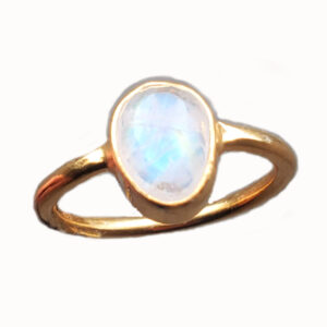 Rainbow Moonstone Oval Faceted Gold Vermeil Ring