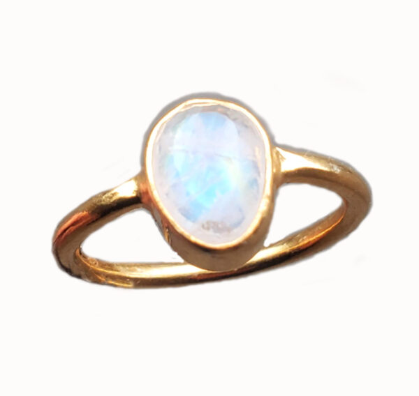 Rainbow Moonstone Oval Faceted Gold Vermeil Ring