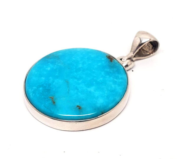 Turquoise Round Sterling Silver Pendant