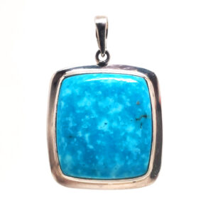 Turquoise Large Square Sterling Silver Pendant