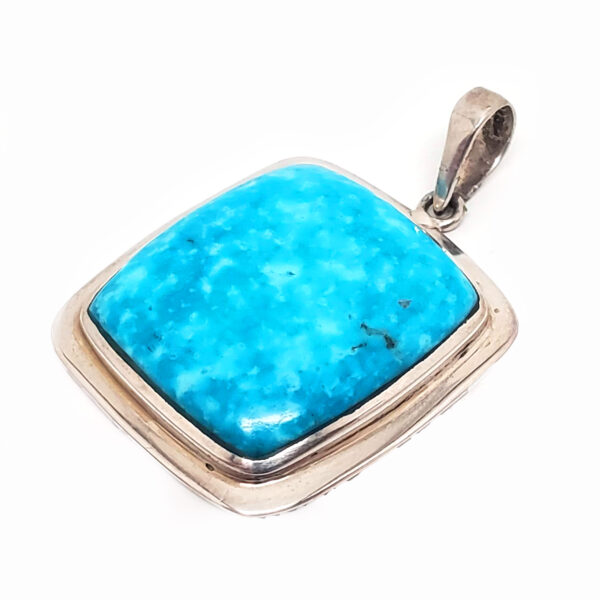 Turquoise Large Square Sterling Silver Pendant