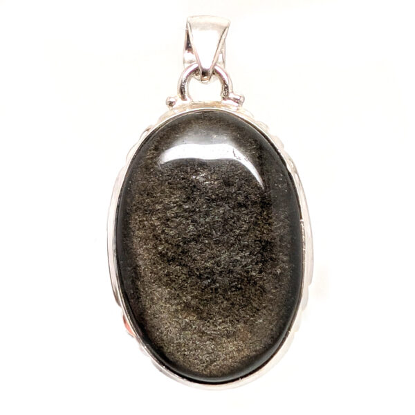 Gold Sheen Obsidian Oval Sterling Silver Pendant