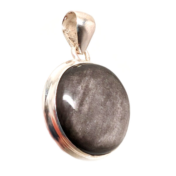 Gold Sheen Obsidian Round Sterling Silver Pendant