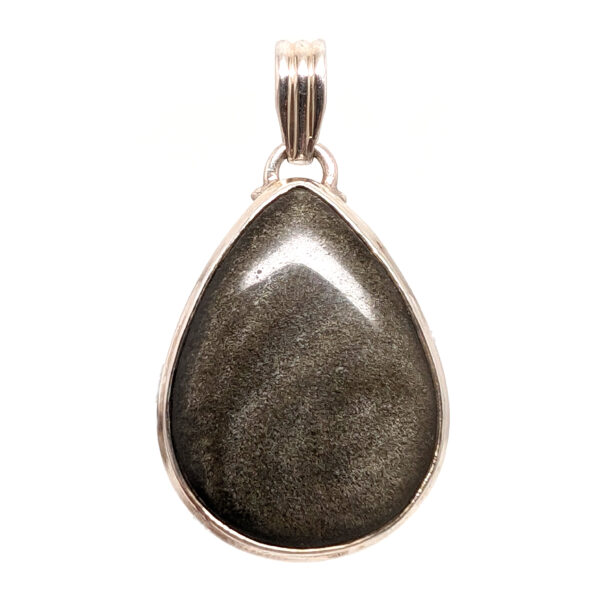 Gold Sheen Obsidian Teardrop Sterling Silver Pendant