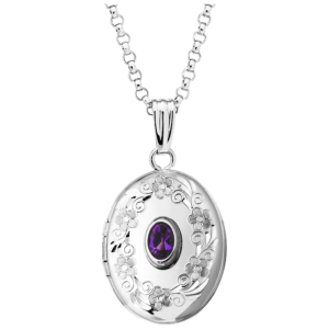 Amethyst Sterling Silver Locket with Chain
