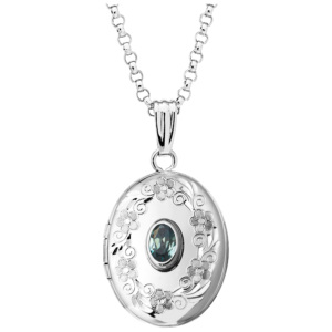 Blue Topaz Sterling Silver Locket with Chain