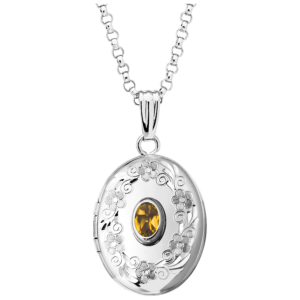 Citrine Sterling Silver Locket with Chain