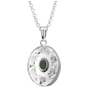 Emerald Sterling Silver Locket with Chain