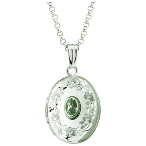 Peridot Sterling Silver Locket with Chain