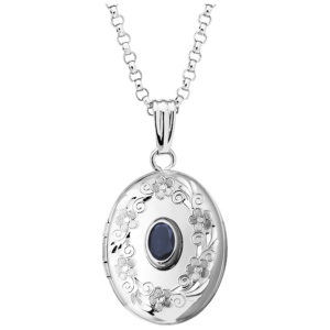 Sapphire Sterling Silver Locket with Chain