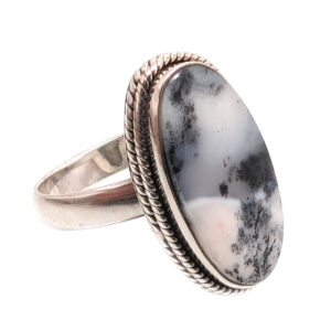 Merlinite Oval Sterling Silver Ring; size 10