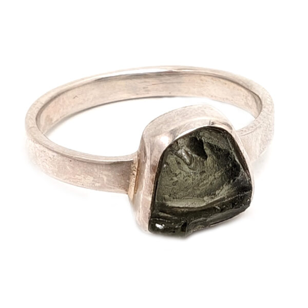 Moldavite Sterling Silver Ring; size 7
