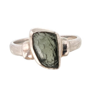 Moldavite Sterling Silver Ring; size 7 1/4