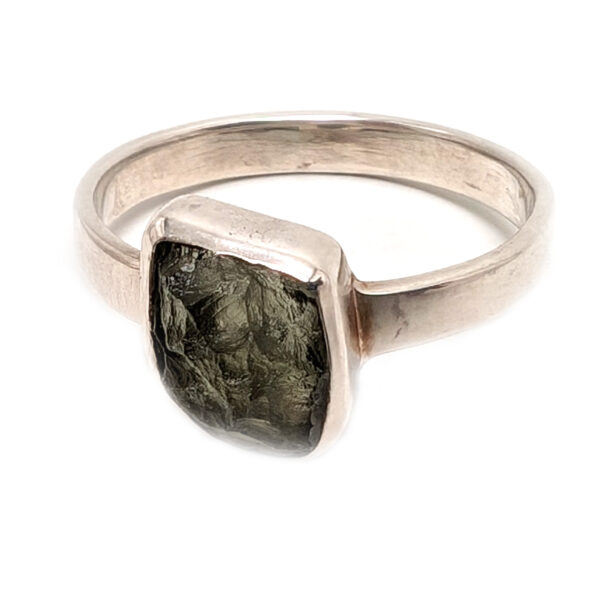 Moldavite Sterling Silver Ring; size 8
