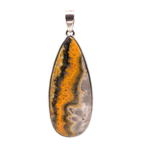 XL Bumblebee Jasper Teardrop Sterling Silver Pendant