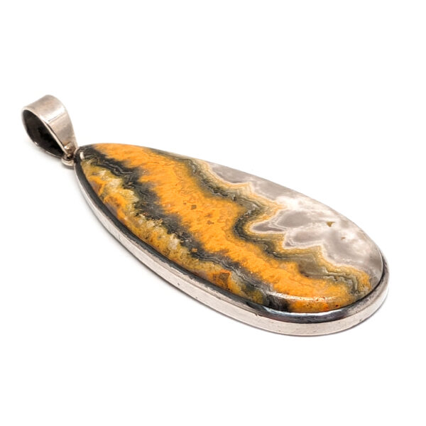 XL Bumblebee Jasper Teardrop Sterling Silver Pendant - Image 2