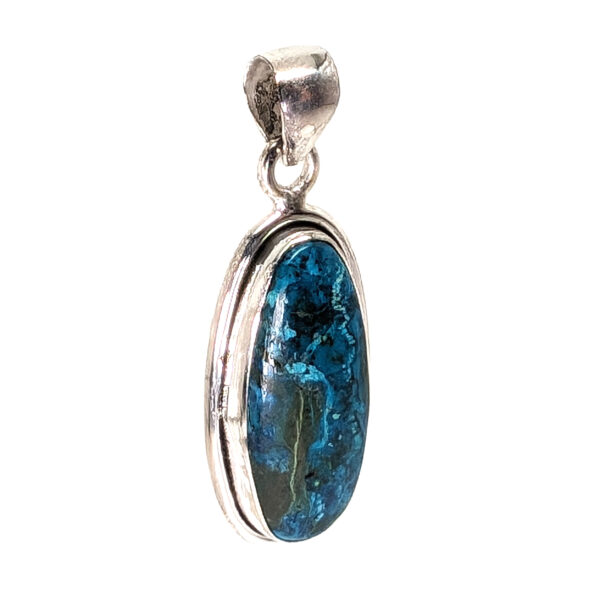 Shattuckite Oval Sterling Silver Pendant - Image 2