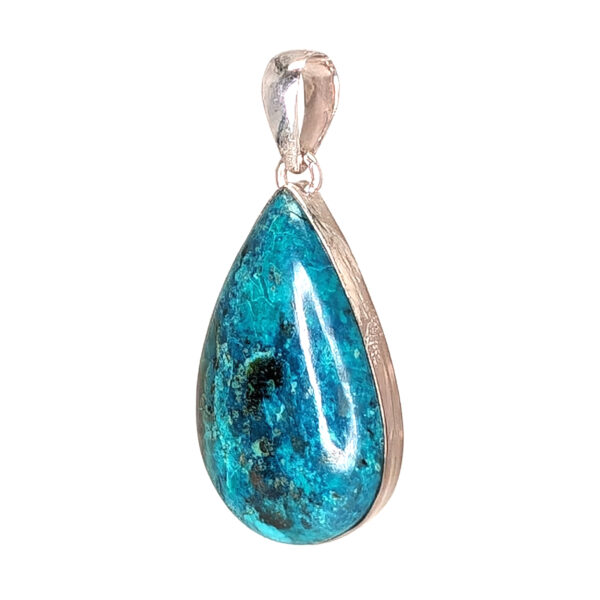Shattuckite Teardrop Sterling Silver Pendant - Image 2