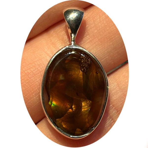 Fire Agate Oval Sterling Silver Pendant