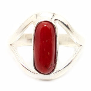 Red Coral Sterling Silver Ring; size 6