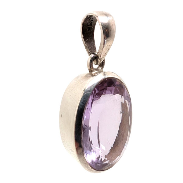 Amethyst Oval Faceted Sterling Silver Pendant - Image 2