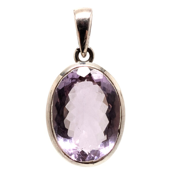 Amethyst Oval Faceted Sterling Silver Pendant