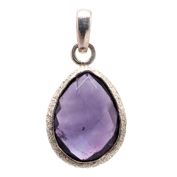 Amethyst Teardrop Faceted Sterling Silver Pendant