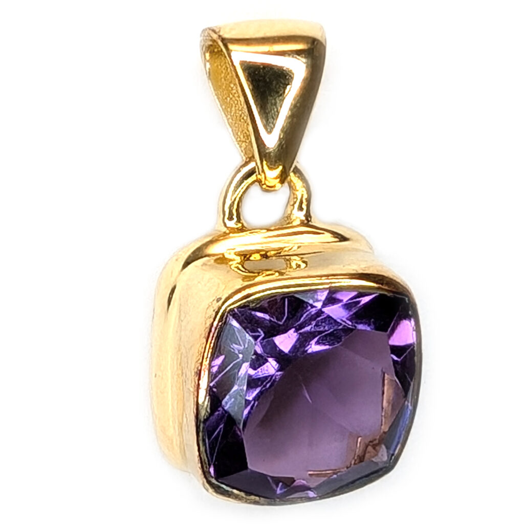 Amethyst Square Faceted Gold Vermeil Pendant Amethyst Square Faceted Gold Vermeil Pendant - Image 2