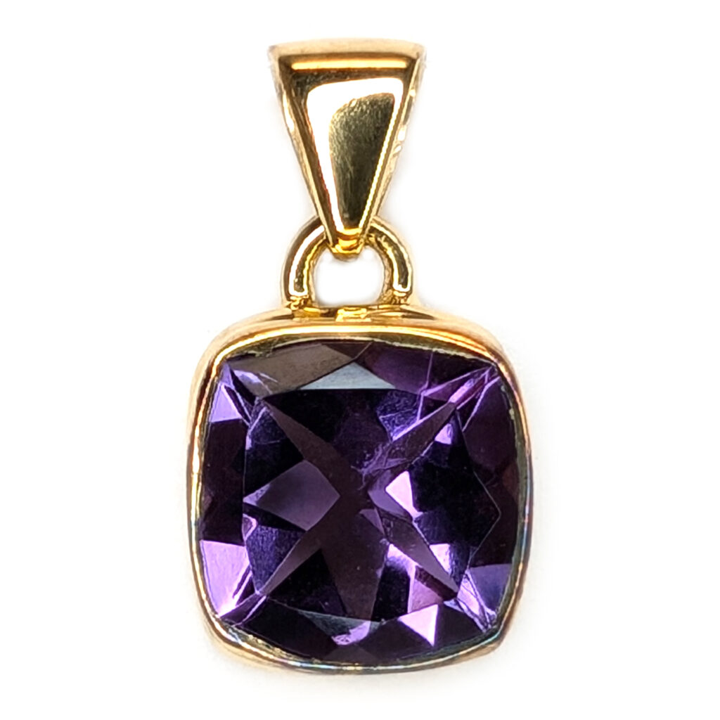 Amethyst Square Faceted Gold Vermeil Pendant Amethyst Square Faceted Gold Vermeil Pendant