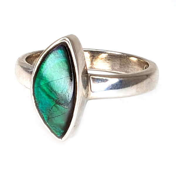 Ammolite Fossil Sterling Silver Ring; size 6 1/4 - Image 2