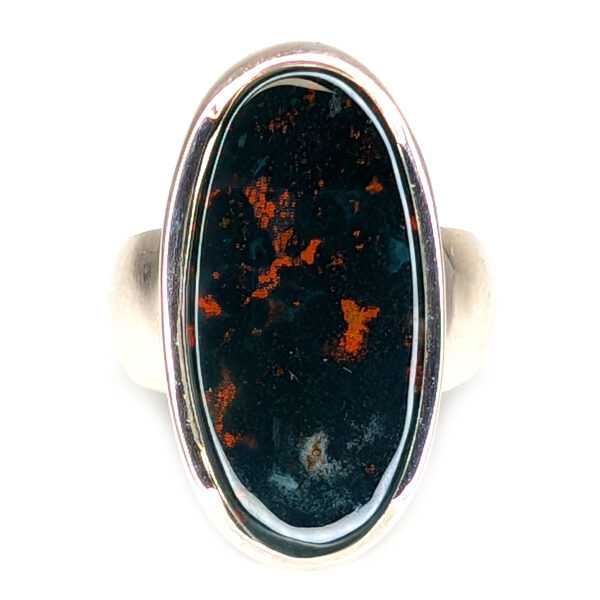 Bloodstone Oval Sterling Silver Ring; size 6 1/4