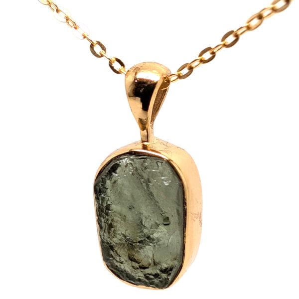 Moldavite Gold Vermeil Pendant with Chain - Image 2