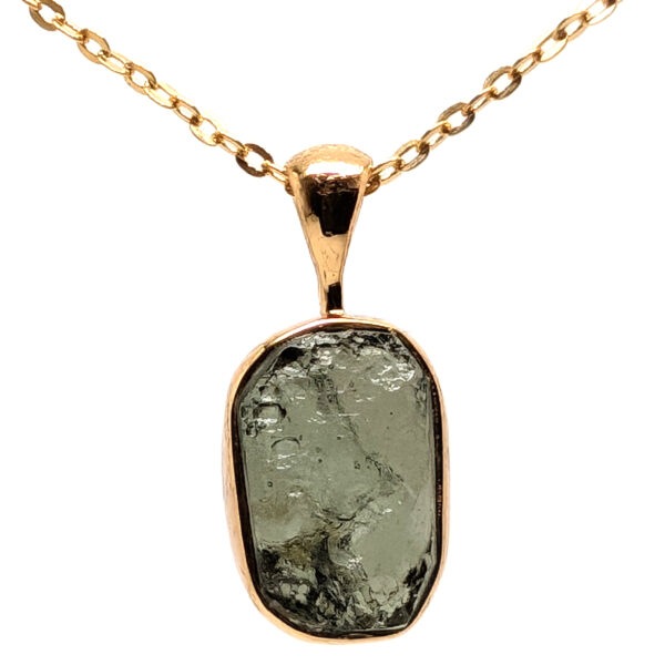Moldavite Gold Vermeil Pendant with Chain