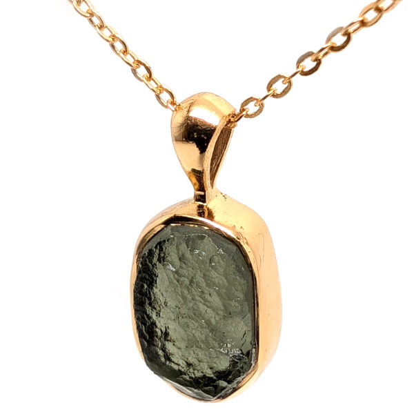 Moldavite Gold Vermeil Pendant with Chain - Image 2