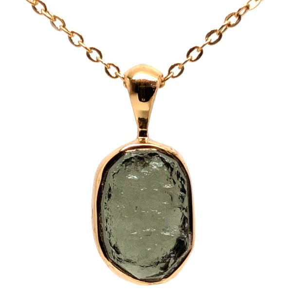 Moldavite Gold Vermeil Pendant with Chain
