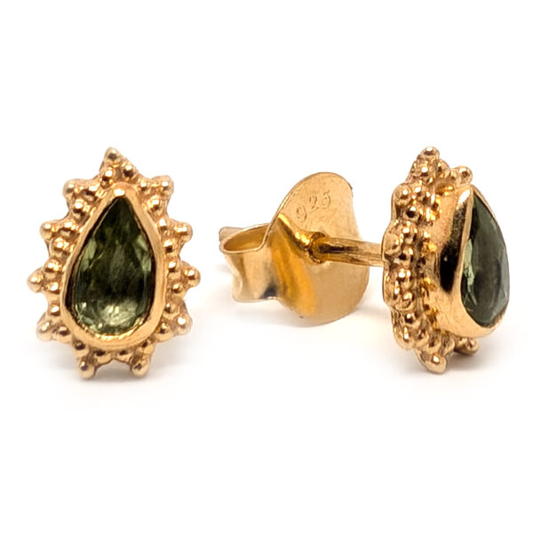 Peridot Teardrop Faceted Gold Vermeil Stud Earrings