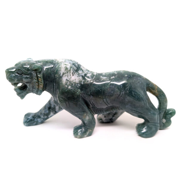 Moss Agate Lioness Carving