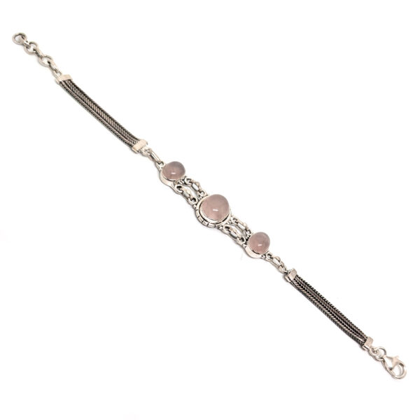 Rose Quartz Oval Sterling Silver Bracelet - Image 2