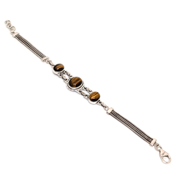Tiger Eye Oval Sterling Silver Bracelet - Image 2