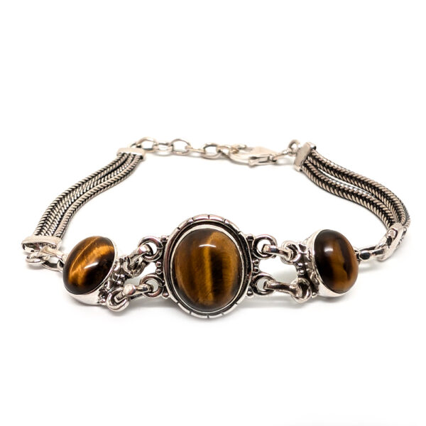 Tiger Eye Oval Sterling Silver Bracelet