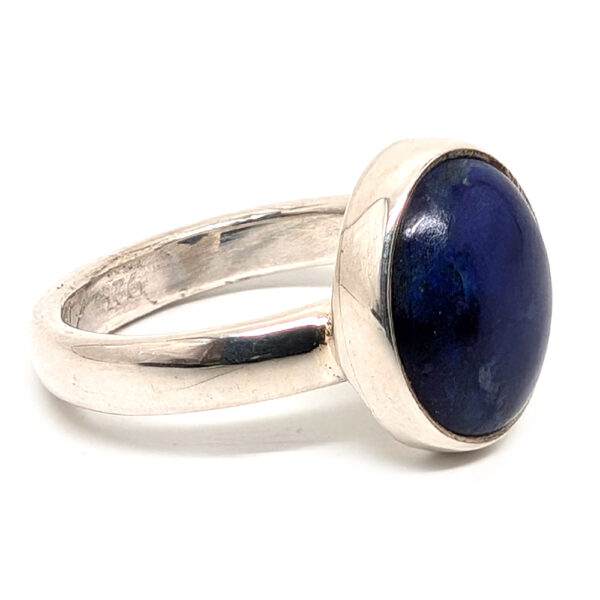 Lapis Lazuli Oval Sterling Silver Ring; size 6